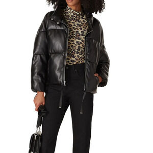 Milly Faux Leather Puffer Jacket S